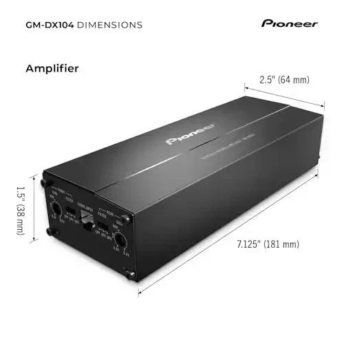 Pioneer GM-DX104 4-Channel Car Amplifier – 400W Max, Efficient Class D, Bridgeable Design, Hi-Res Certified, Gold terminals, Clean Output, Low Interference - 6
