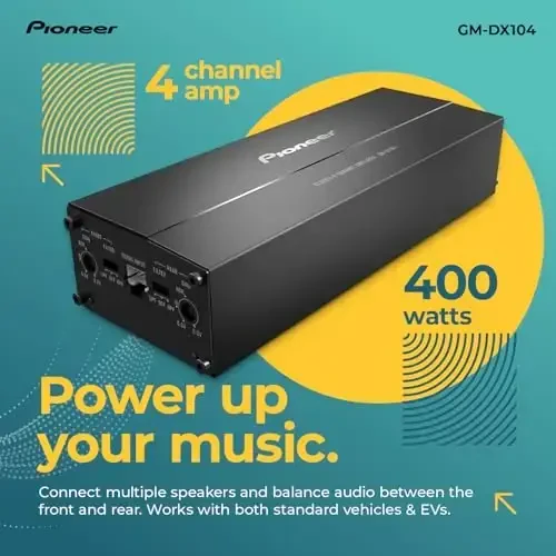 Pioneer GM-DX104 4 kanalli avtomobil kuchaytirgichi – 400W Max, samarali D klass, ko‘prikli dizayn, yuqori aniqlik sertifikati, oltin terminallar, toza chiqish, past shovqin - 3