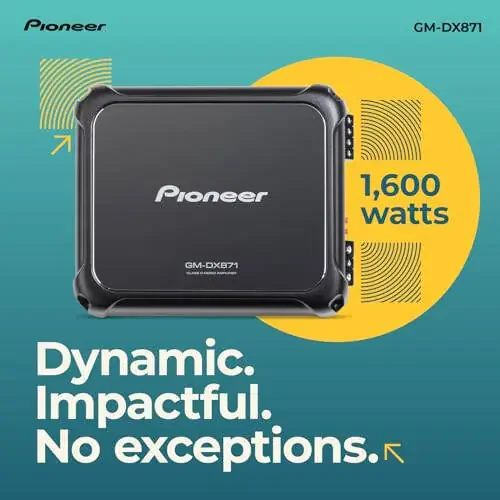 Pioneer GM-DX871 - Powerhouse Amplifier with 1,600 Watts, Class-D Technology, 1-Channel, Variable Low-Pass Filter, Compact Design, and Remote Bass Boost Control - 2
