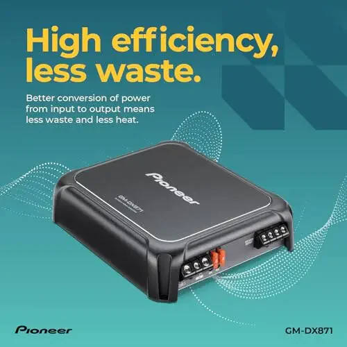 Pioneer GM-DX871 - Powerhouse Amplifier with 1,600 Watts, Class-D Technology, 1-Channel, Variable Low-Pass Filter, Compact Design, and Remote Bass Boost Control - 3