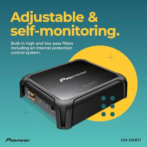Pioneer GM-DX871 - Powerhouse Amplifier with 1,600 Watts, Class-D Technology, 1-Channel, Variable Low-Pass Filter, Compact Design, and Remote Bass Boost Control - 5