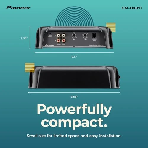 Pioneer GM-DX871 - Усилитель Powerhouse мощностью 1600 Вт, класс D, 1-канальный, переменный фильтр низких частот, компактный дизайн и дистанционное управление усилением басов - 4