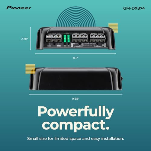 Pioneer GM-DX874 1,200 Watts Class D Powerhouse Amplifier, 4-Channel Amp, Variable Low-Pass Filter, Compact Design, and Remote Bass Boost Control - 4