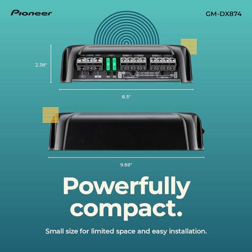 Pioneer GM-DX874 1,200 Watts Class D Powerhouse Amplifier, 4-Channel Amp, Variable Low-Pass Filter, Compact Design, and Remote Bass Boost Control - 4