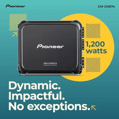 Pioneer GM-DX874 1,200 Wattli D sinfidagi kuchaytirgich, 4 kanalli amp, oʻzgaruvchan past chastotali filtr, ixcham dizayn va masofadan turib basni kuchaytirish boshqaruvi - 2