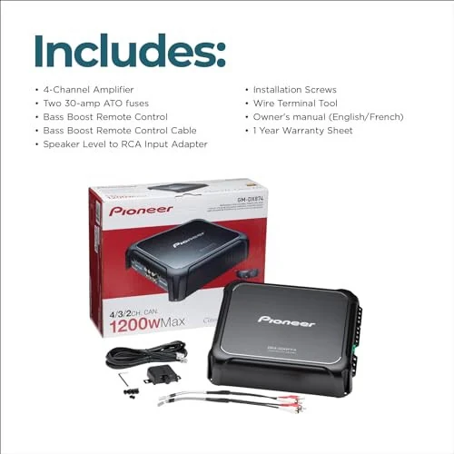 Pioneer GM-DX874 1,200 Wattli D sinfidagi kuchaytirgich, 4 kanalli amp, oʻzgaruvchan past chastotali filtr, ixcham dizayn va masofadan turib basni kuchaytirish boshqaruvi - 6