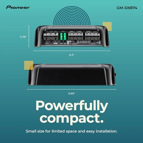 Pioneer GM-DX874 1,200 Watts Class D Powerhouse Amplifier, 4-Channel Amp, Variable Low-Pass Filter, Compact Design, and Remote Bass Boost Control - 4