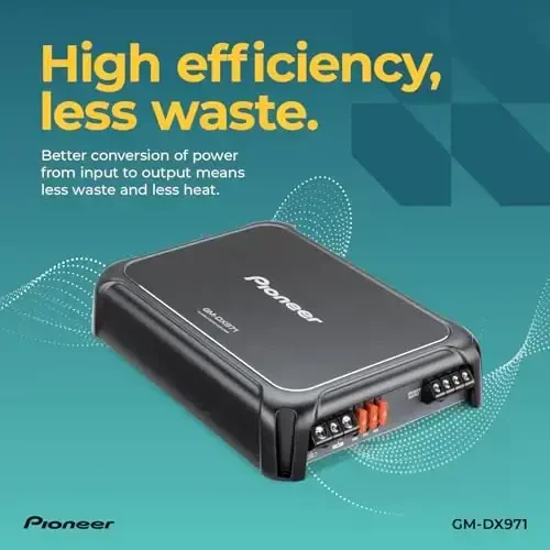 Pioneer GM-DX971 Monoblok Avtomobil Amplifikatori – 2400W Maks, Samarali D Klass, Bassni Kuchaytirish Boshqaruvi, Masofaviy Bass Tugmasi Qo'shilgan, Yuqori aniqlik Sertifikatlangan, Oltin terminallar, Kuchli bass chiqishi, Masofaviy tugma - 3
