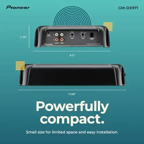Pioneer GM-DX971 Monoblok Avtomobil Amplifikatori – 2400W Maks, Samarali D Klass, Bassni Kuchaytirish Boshqaruvi, Masofaviy Bass Tugmasi Qo'shilgan, Yuqori aniqlik Sertifikatlangan, Oltin terminallar, Kuchli bass chiqishi, Masofaviy tugma - 4