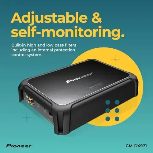Pioneer GM-DX971 Monoblok Avtomobil Amplifikatori – 2400W Maks, Samarali D Klass, Bassni Kuchaytirish Boshqaruvi, Masofaviy Bass Tugmasi Qo'shilgan, Yuqori aniqlik Sertifikatlangan, Oltin terminallar, Kuchli bass chiqishi, Masofaviy tugma - 5