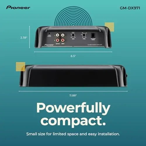 Pioneer GM-DX971 Monoblock Car Amplifier – 2400W Max, Efficient Class D, Bass Boost Control, Remote Bass Knob Included, Hi-Res Certified, Gold terminals, Powerful bass Output, Remote knob - 4