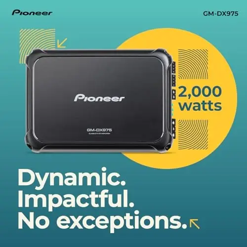 Pioneer GM-DX975 5-Channel Car Amplifier – 2000W Max, Efficient Class D, Bass Boost Control, Remote Bass Knob Included, Hi-Res Certified, Gold terminals, Full System amp with bass Control - PIONEER (1)
