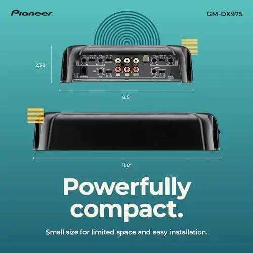 Pioneer GM-DX975 5 kanalli avtomobil kuchaytirgichi – 2000W Maks, samarali D klassi, Bassni kuchaytirish boshqaruvi, masofadan turib Bass tugmasi kiritilgan, Yuqori aniqlik sertifikati, oltin terminallar, Bassni boshqarish bilan to'liq tizimli kuchaytirgich - 4