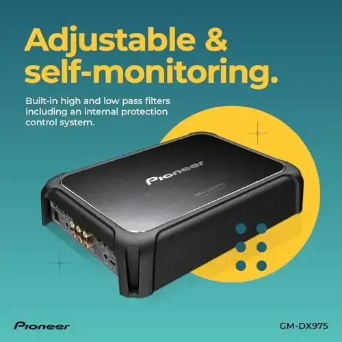 Pioneer GM-DX975 5-Channel Car Amplifier – 2000W Max, Efficient Class D, Bass Boost Control, Remote Bass Knob Included, Hi-Res Certified, Gold terminals, Full System amp with bass Control - 5