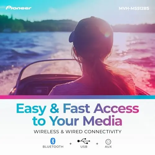 Pioneer MVH-MS512BS Marine Digital Media Receiver – Bluetooth, SiriusXM, USB, FLAC, Conformal Coating, Color Change, White Display for Outdoor, AM/FM Radio, Hi-Volt RCA, iPhone/Android Compatible - 3