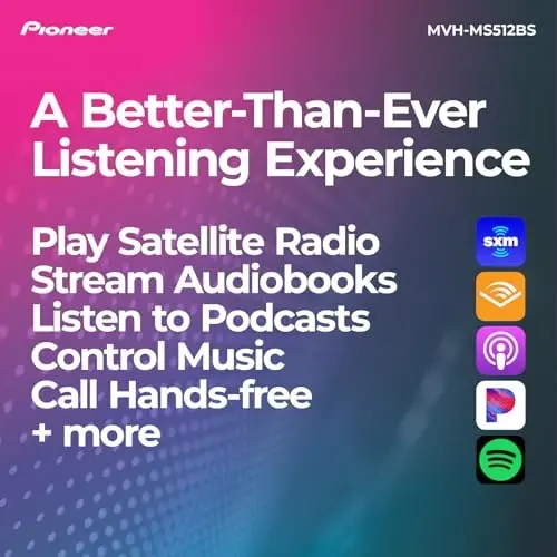Pioneer MVH-MS512BS Marine Digital Media Receiver – Bluetooth, SiriusXM, USB, FLAC, Conformal Coating, Color Change, White Display for Outdoor, AM/FM Radio, Hi-Volt RCA, iPhone/Android Compatible - 5