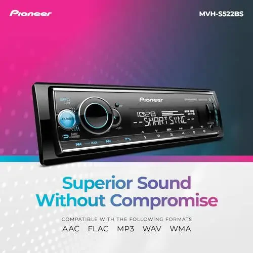 Pioneer MVH-S522BS Bluetooth Car Stereo with USB/AUX Inputs, Pioneer Smart Sync, and Hands-Free Calling for Enhanced in-Car Audio Experience. - 6
