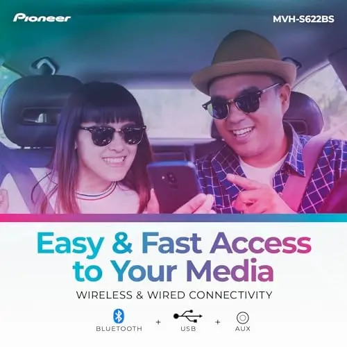Pioneer MVH-S622BS Double Din Bluetooth Car Stereo with USB/AUX Inputs, Pioneer Smart Sync, and Hands-Free Calling for Enhanced in-Car Audio Experience - 3
