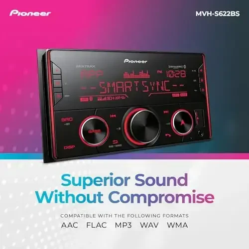 Pioneer MVH-S622BS Double Din Bluetooth Car Stereo with USB/AUX Inputs, Pioneer Smart Sync, and Hands-Free Calling for Enhanced in-Car Audio Experience - 6