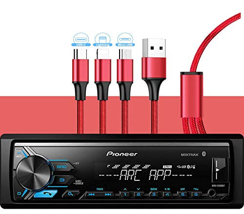 Pioneer MVH-X390BT Digital Media Receiver with Pioneer ARC app, MIXTRAX, Built-in Bluetooth and USB Direct Control for iPod/iPhone and Android Phones & zonoz 3 in 1 Multi USB Charging Cable (Bundle) - 5
