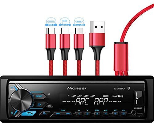 Pioneer MVH-X390BT Digital Media Receiver with Pioneer ARC app, MIXTRAX, Built-in Bluetooth and USB Direct Control for iPod/iPhone and Android Phones & zonoz 3 in 1 Multi USB Charging Cable (Bundle) - PIONEER