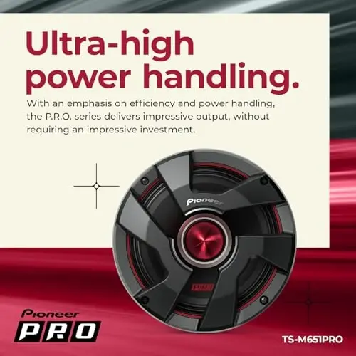 Pioneer P.R.O. Series TS-M651PRO 6.5” Speakers (Pair) – 300W Max, Perfect for high-SPL Builds and pro-Level car Audio - 3