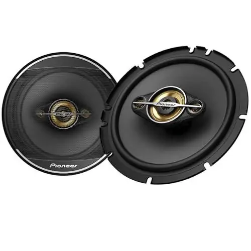 Pioneer TS-A1681F, 4-полосные коаксиальные автомобильные аудиодинамики, полный диапазон, чистое звучание, простая установка и улучшенные басы, черные с золотом, круглые, 6,5 дюйма. - 1