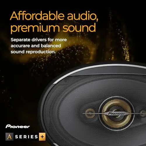Pioneer TS-A1681F, 4-Way Coaxial Car Audio Speakers, Full Range, Clear Sound Quality, Easy Installation and Enhanced Bass Response, Black and Gold Colored 6.5” Round Speakers - 3