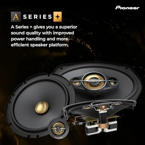 Pioneer TS-A1681F, 4 yo'lli koaksial avtomobil audio karnaylari, to'liq diapazon, tiniq ovoz sifati, oson o'rnatish va yaxshilangan bas javobi, qora va oltin rangli 6,5 dyuymli yumaloq karnaylar. - 2