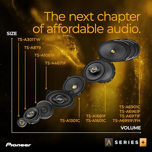 Pioneer TS-A1681F, 4 Yollu Koaksiyel Araba Ses Hoparlörleri, Tam Aralık, Net Ses Kalitesi, Kolay Kurulum ve Gelişmiş Bas Tepkisi, Siyah ve Altın Renkli 6,5