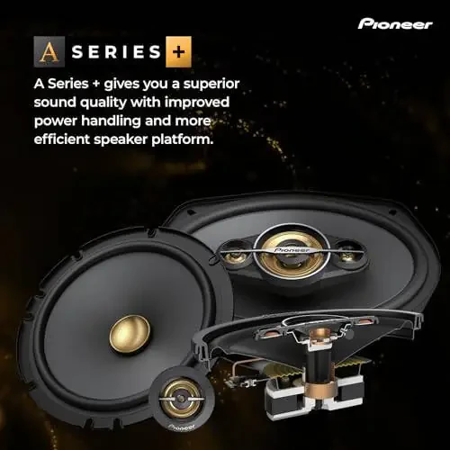 PIONEER A-Series Plus TS-A1681F 6.5” 4-Way Speakers (Pair) – 350W Max, Balanced Sound + Smooth Treble, Enhanced Bass, Ideal Factory Upgrade, Installation Adaptors Included - 2