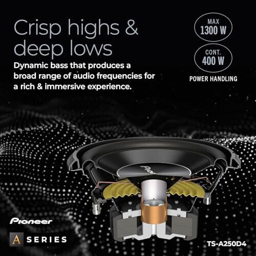 PIONEER A-Series TS-A250D4 10” Subwoofer – 1300W Max, Flexible Wiring, Powerful Bass Output - 4