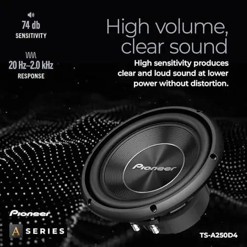 PIONEER A-Series TS-A250D4 10” Subwoofer – 1300W Max, Flexible Wiring, Powerful Bass Output - 5