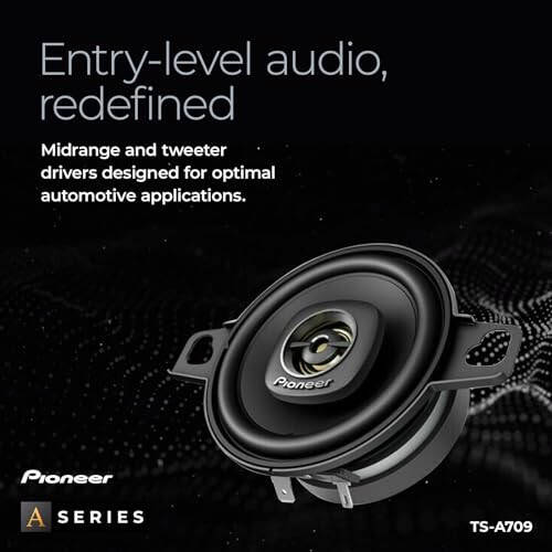 Pioneer TS-A709, 2-Way Coaxial Car Audio Speakers, Full Range, Clear Sound Quality, Easy Installation and Enhanced Bass Response, Black and Gold Colored 2.75” Round Speakers - 3