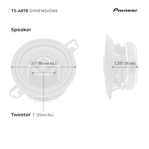 PIONEER A-Series TS-A878 3.5” 2-Way Speakers (Pair) – 100W Max, Balanced Sound + Smooth Treble, Great Stock Replacement, Easy Installation - 6