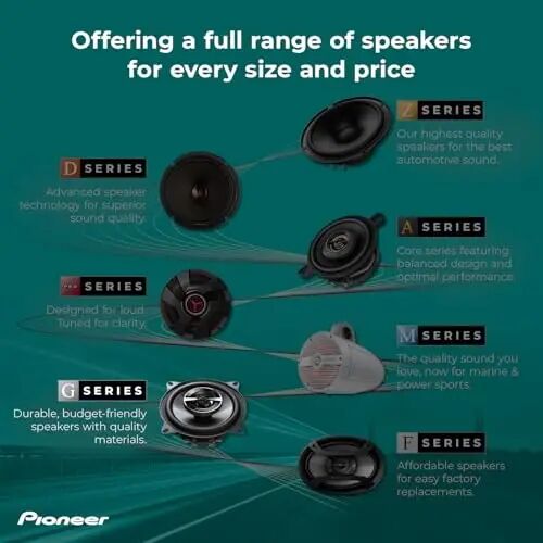Pioneer TS-G1620F, 2-Way Car Audio Speakers, Full Range, Clear Sound Quality, Easy Installation and Enhanced Bass Response, 6.5” Speakers - MODAZONE