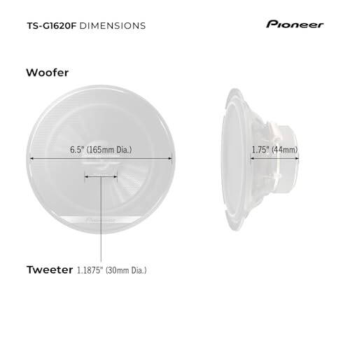 Pioneer TS-G1620F, 2 Yollu Araç Ses Sistemi Hoparlörleri, Tam Aralık, Net Ses Kalitesi, Kolay Kurulum ve Gelişmiş Bas Tepkisi, 6,5” Hoparlörler - 12