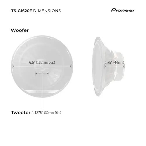 Pioneer TS-G1620F, 2 Yollu Araç Ses Sistemi Hoparlörleri, Tam Aralık, Net Ses Kalitesi, Kolay Kurulum ve Gelişmiş Bas Tepkisi, 6,5” Hoparlörler - 7