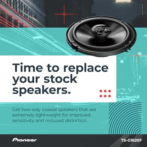PIONEER G-Series TS-G1620F 6.5” 2-Way Speakers (Pair) – 300W Max, Balanced Sound + Smooth Treble, Great Stock Replacement, High-Efficiency Speaker Designed for OEM Power - 2