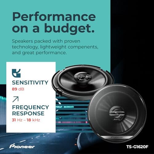 PIONEER G-Series TS-G1620F 6.5” 2-Way Speakers (Pair) – 300W Max, Balanced Sound + Smooth Treble, Great Stock Replacement, High-Efficiency Speaker Designed for OEM Power - 4