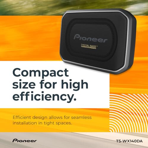 Pioneer TS-WX140DA 8” x 5-1/4” Compact Active Subwoofer with Built in Amplifier, 170 Watts Max Power, EV Optimized Sub, 3 Listening Modes - Deep, Dynamic and Natural for Enhanced Car Audio - 3