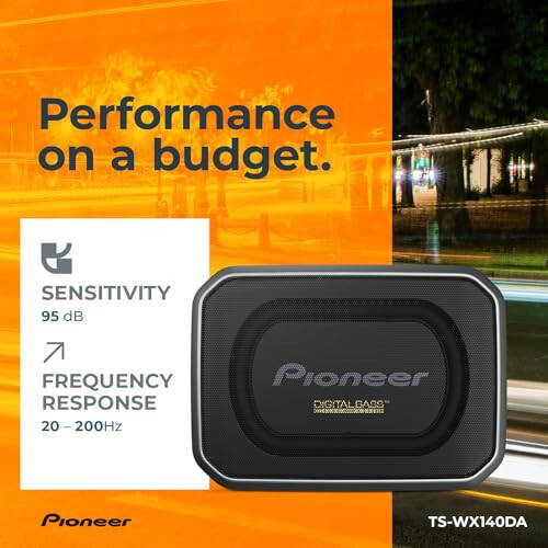 Pioneer TS-WX140DA 8” x 5-1/4” Compact Active Subwoofer with Built in Amplifier, 170 Watts Max Power, EV Optimized Sub, 3 Listening Modes - Deep, Dynamic and Natural for Enhanced Car Audio - 5
