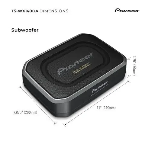 Pioneer TS-WX140DA 8” x 5-1/4” Compact Active Subwoofer with Built in Amplifier, 170 Watts Max Power, EV Optimized Sub, 3 Listening Modes - Deep, Dynamic and Natural for Enhanced Car Audio - 6