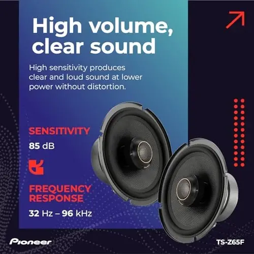 Pioneer Z-Series TS-Z65F 6.5” 2-Way Speakers (Pair) – 330W Max, Balanced Sound + Smooth Treble, Audiophile Upgrade, add an Amplifier for Optimal Performance - 5