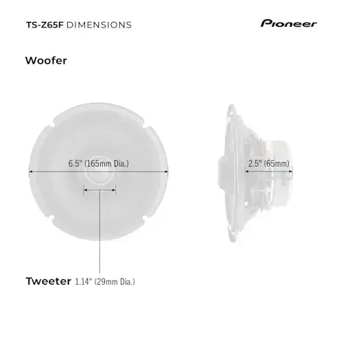 Pioneer Z-Series TS-Z65F 6.5” 2-Way Speakers (Pair) – 330W Max, Balanced Sound + Smooth Treble, Audiophile Upgrade, add an Amplifier for Optimal Performance - 6
