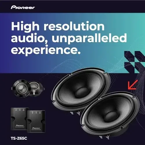 Pioneer Z-Series TS-Z65C 6.5” 2-Way Speakers (Pair) – 330W Max, Crisp Highs + Clear Vocals, Audiophile Upgrade, Add an Amplifier for Optimal Performance - 2