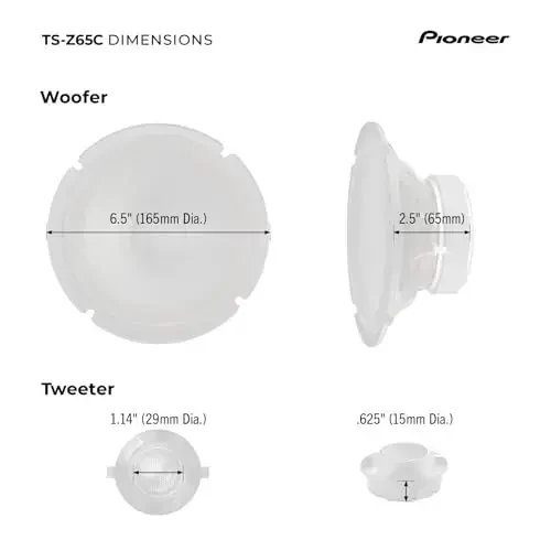 Pioneer Z-Series TS-Z65C 6.5” 2-Way Speakers (Pair) – 330W Max, Crisp Highs + Clear Vocals, Audiophile Upgrade, Add an Amplifier for Optimal Performance - 6