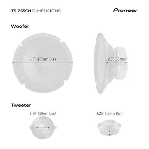 Pioneer Z-Series TS-Z65CH 6.5” 2-Way Speakers (Pair) – 330W Max, Crisp Highs + Clear Vocals, Audiophile upgrade, add an amplifier for optimal performance - 6