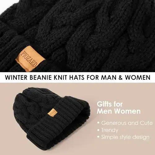 PIOZAED Ayollar Qishki Trikotaj Beanie Shlyapa Trikotajli Issiq Bosh Suyagi Qopqog'i Ayollar uchun Bosh Suyagi Qopqog'i Beanie 2 Paket - 6