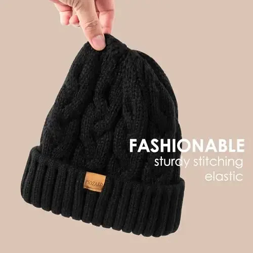 PIOZAED Ayollar Qishki Trikotaj Shlyapa Trikotajli Issiq Bosh Suyagi Qopqog'i Ayollar uchun Bosh Suyagi Qopqog'i Beanie 2 to'plam - 5